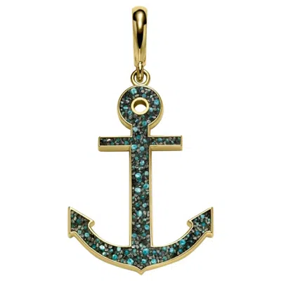 Pre-owned Sicis Jewels Pendant Charm Yellow Gold Hand Decorated With Micro Mosaic Designed By Fuksas