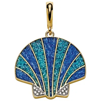 Pre-owned Sicis Jewels Pendant Charm Yellow Gold White Diamonds Micro Mosaic Designed By Fuksas