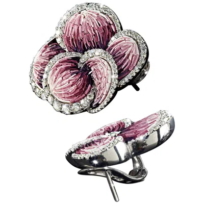 Pre-owned Sicis Jewels Stylish Earrings White Gold White Diamond Hand Decorated With Micromosaic