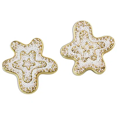 Pre-owned Sicis Jewels Stylish Earrings Yellow Gold Designed By Roger Thomas Decorated Nanomosaic