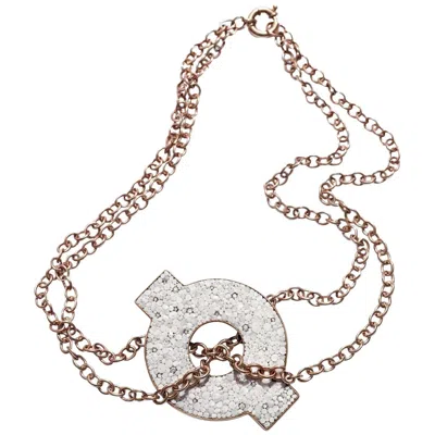 Pre-owned Sicis Jewels Stylish Necklace Rose Gold White Diamond Silver Hand Decorated With Micromosaic