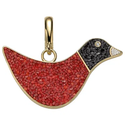 Pre-owned Sicis Jewels Stylish Pendant Charm Yellow Gold White Diamonds Micro Mosaic Designed By Fuksas