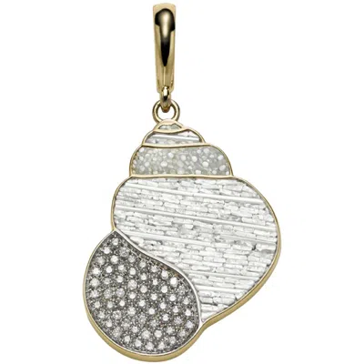 Pre-owned Sicis Jewels Stylish Pendant Charm Yellow Gold White Diamonds Micro Mosaic Designed By Fuksas