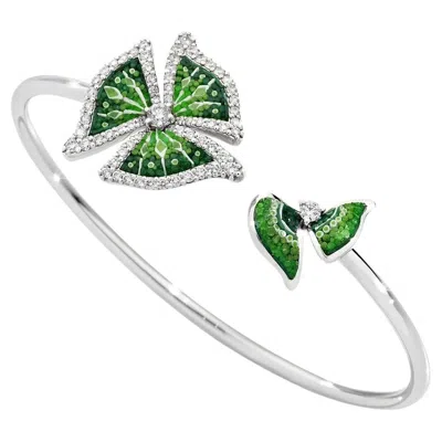 Pre-owned Sicis Jewels White Gold Trinity Bracelet With Micromosaic & Diamonds