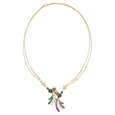 Pre-owned Sicis Jewels Yellow Gold Necklace With Green Tourmaline, Diamonds And Micromosaic