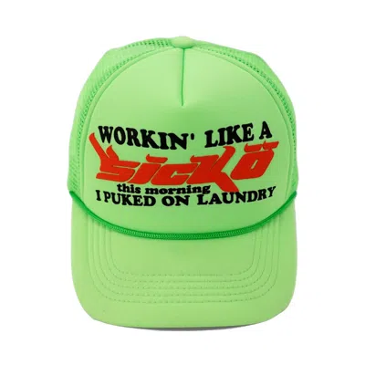 Pre-owned Sicko Laundry Trucker Hat In Neon Green