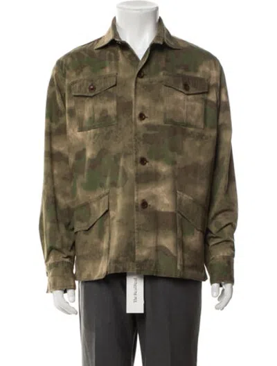 Pre-owned Sid Mashburn Camouflage Print Utility Jacket In Green