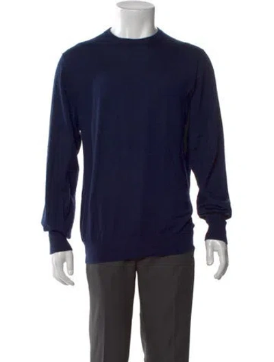 Pre-owned Sid Mashburn Cashmere Crew Neck Pullover In Blue