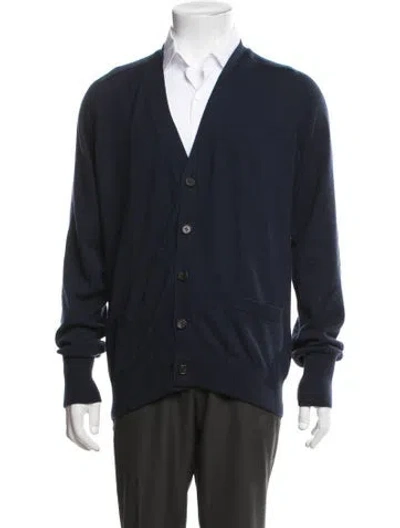 Pre-owned Sid Mashburn Cashmere V-neck Cardigan In Blue