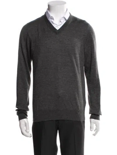 Pre-owned Sid Mashburn Cashmere V-neck Pullover In Gray