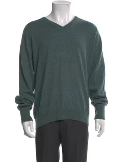Pre-owned Sid Mashburn Cashmere V-neck Pullover In Green