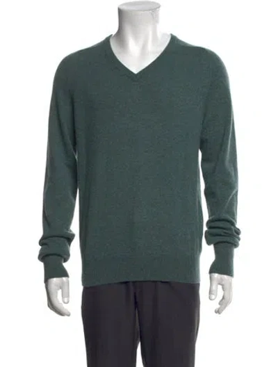 Pre-owned Sid Mashburn Cashmere V-neck Pullover In Green