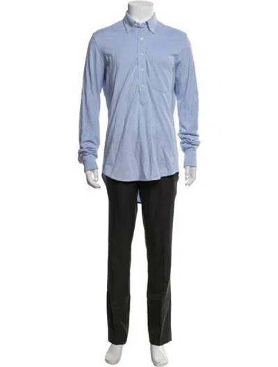Pre-owned Sid Mashburn Collar Long Sleeve Polo Shirt In Blue