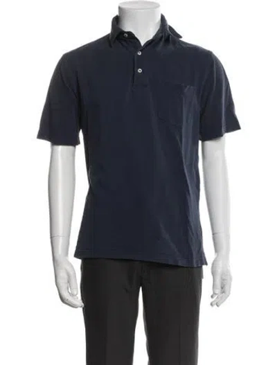 Pre-owned Sid Mashburn Collar Short Sleeve Polo Shirt In Blue