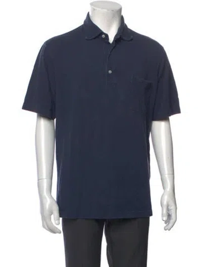 Pre-owned Sid Mashburn Collar Short Sleeve Polo Shirt In Blue