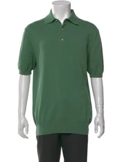 Pre-owned Sid Mashburn Collar Short Sleeve Polo Shirt In Green