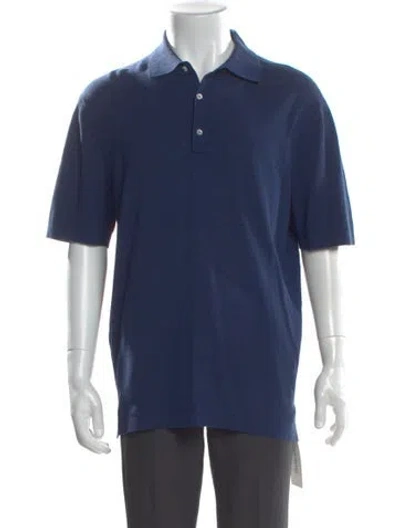 Pre-owned Sid Mashburn Crew Neck Short Sleeve Polo Shirt In Blue