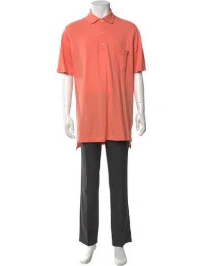 Pre-owned Sid Mashburn Crew Neck Short Sleeve Polo Shirt In Orange