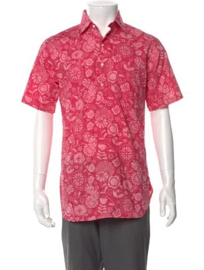 Pre-owned Sid Mashburn Floral Print Short Sleeve Shirt In Pink