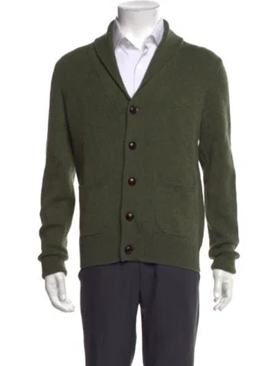 Pre-owned Sid Mashburn Lambswool Open Front Cardigan In Green