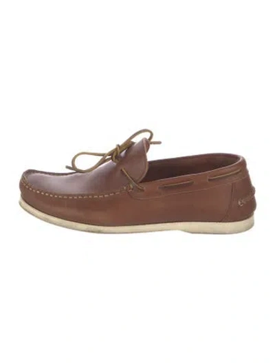 Pre-owned Sid Mashburn Leather Bow Accents Oxfords In Brown