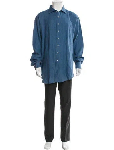 Pre-owned Sid Mashburn Linen Plaid Print Jacket In Blue