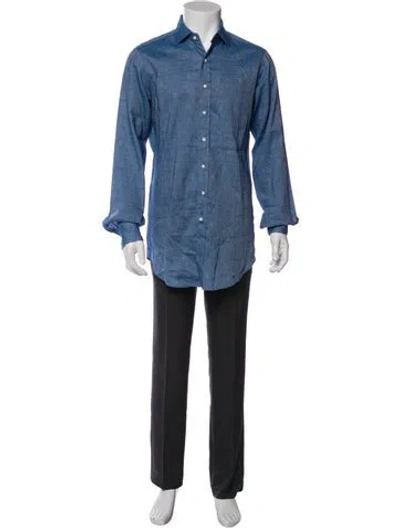 Pre-owned Sid Mashburn Long Sleeve Denim Shirt In Blue
