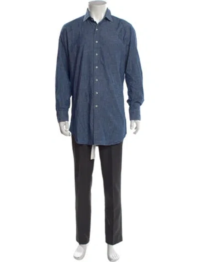 Pre-owned Sid Mashburn Long Sleeve Denim Shirt In Blue