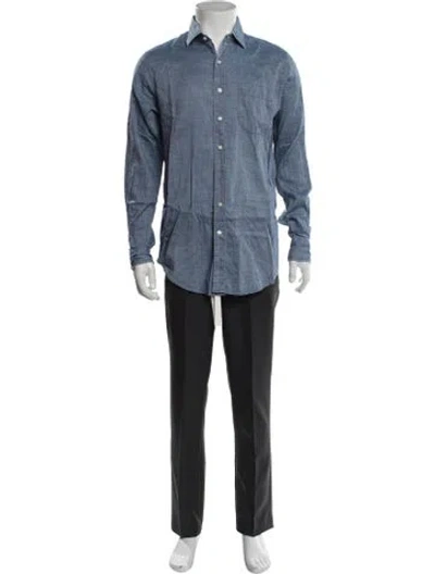 Pre-owned Sid Mashburn Long Sleeve Denim Shirt In Blue