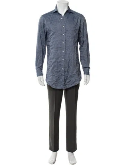 Pre-owned Sid Mashburn Long Sleeve Denim Shirt In Blue
