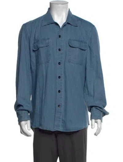 Pre-owned Sid Mashburn Long Sleeve Denim Shirt In Blue