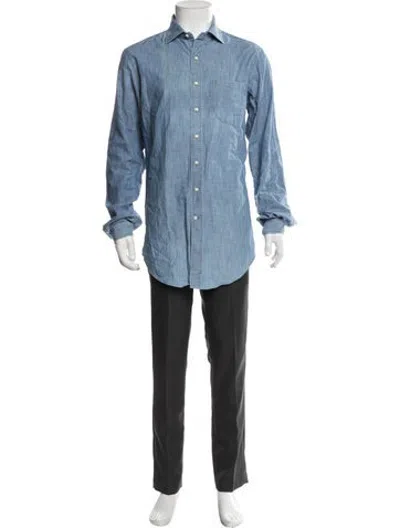 Pre-owned Sid Mashburn Long Sleeve Denim Shirt In Blue