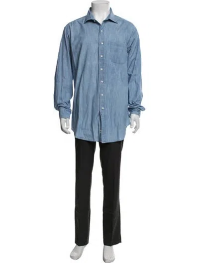 Pre-owned Sid Mashburn Long Sleeve Denim Shirt In Blue