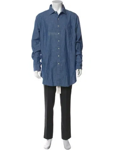Pre-owned Sid Mashburn Long Sleeve Dress Shirt In Blue