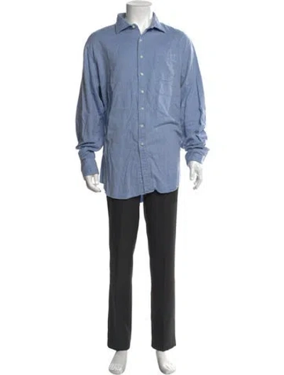 Pre-owned Sid Mashburn Long Sleeve Shirt In Blue