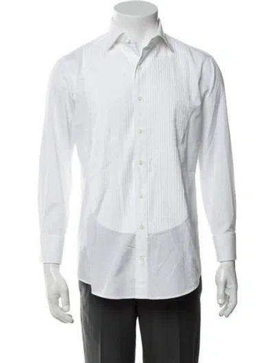 Pre-owned Sid Mashburn Long Sleeve Tuxedo Shirt In White
