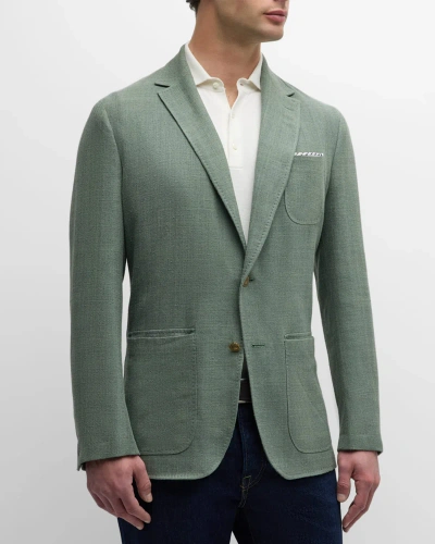 Sid Mashburn Men's Ghost Matka Single-breasted Blazer In Moss Matka