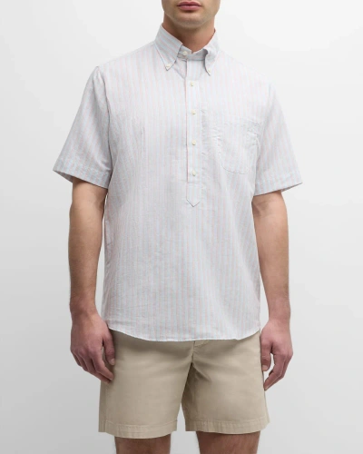 Sid Mashburn Men's Multi-stripe Popover Shirt In Sky Crl Or