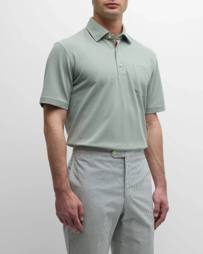 Sid Mashburn Men's Pique Pocket Polo Shirt In Sage Pique