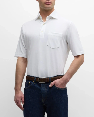 Sid Mashburn Men's Pique Pocket Polo Shirt In White