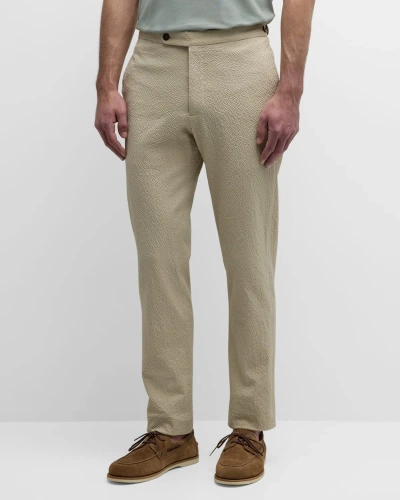 Sid Mashburn Men's Seersucker Side-tab Sport Trousers In Stone Seer