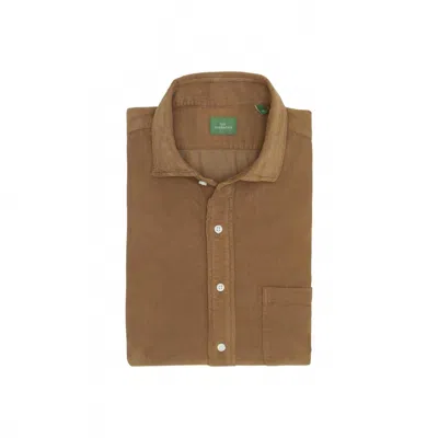 Sid Mashburn Men's Spread Collar Sport Shirt In Brown Corduroy