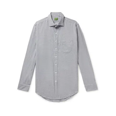 Sid Mashburn Men's Spread Collar Sport Shirt In Heathered Grey Houndstooth In Gray