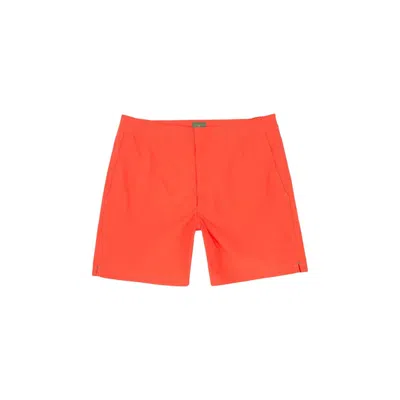 Sid Mashburn Men's Zip-front Mid-length Swim Short In Coral Nylon In Multi