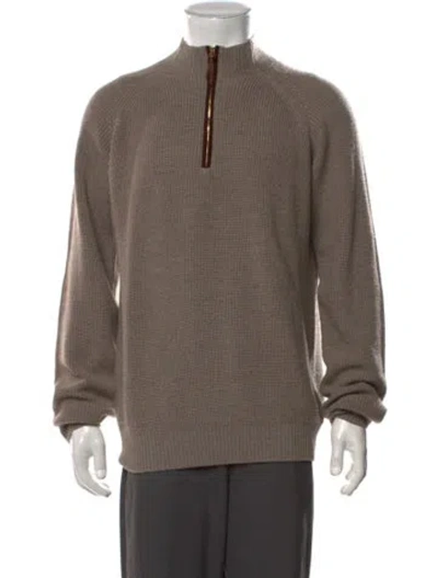 Pre-owned Sid Mashburn Merino Wool Mock Neck Pullover In Multicolor