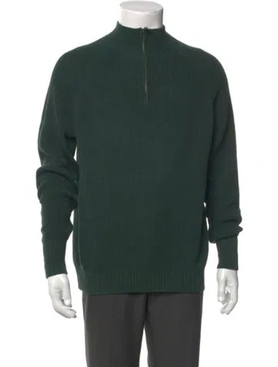 Pre-owned Sid Mashburn Mock Neck Long Sleeve Pullover In Green