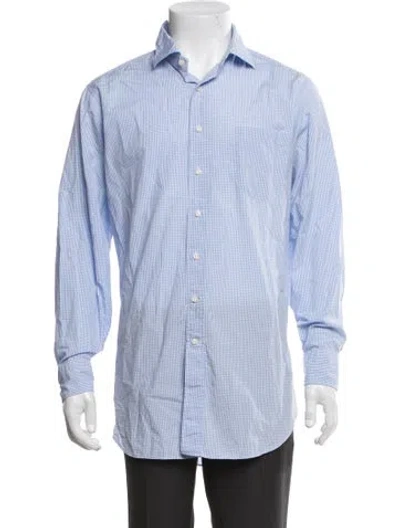 Pre-owned Sid Mashburn Patterned Long Sleeve Dress Shirt In Blue