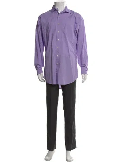 Pre-owned Sid Mashburn Patterned Long Sleeve Dress Shirt In Purple