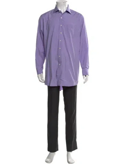 Pre-owned Sid Mashburn Patterned Long Sleeve Dress Shirt In Purple