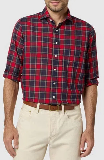 Sid Mashburn Plaid Button-up Shirt In Red/navy/yellow Plaid Poplin